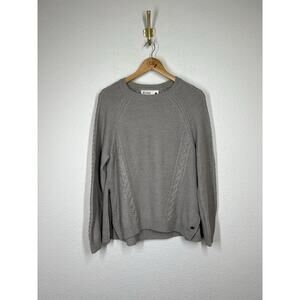 Carve Designs Large Gray Cable Knit Sweater Side Zippers Wool Blend